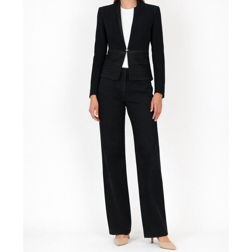 Helmut Lang Structured Wool Blazer Goat Leather Panels Avant Garde Size 0